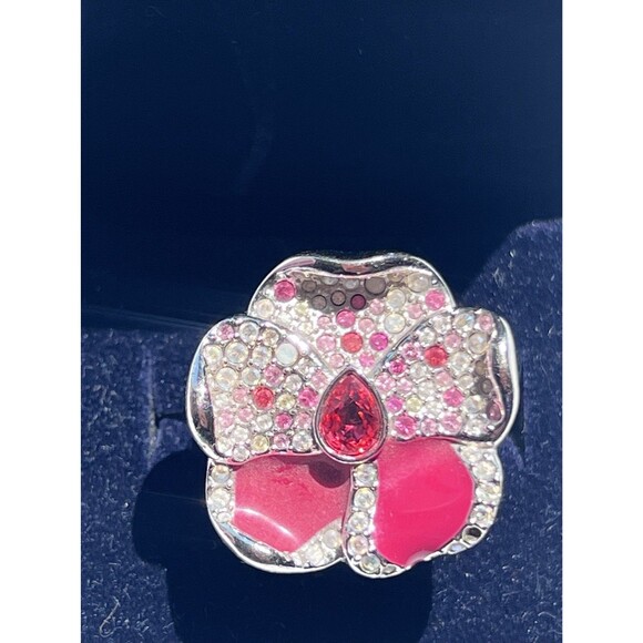 Swarovski Crystal Flower Nikita Ring Rhodium Plated Size 52 (6) w/ Gift Box - Picture 1 of 4